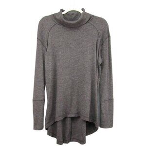 Free People We The Free Gray Split Back Turtleneck Tunic Top Size L Long Sleeve